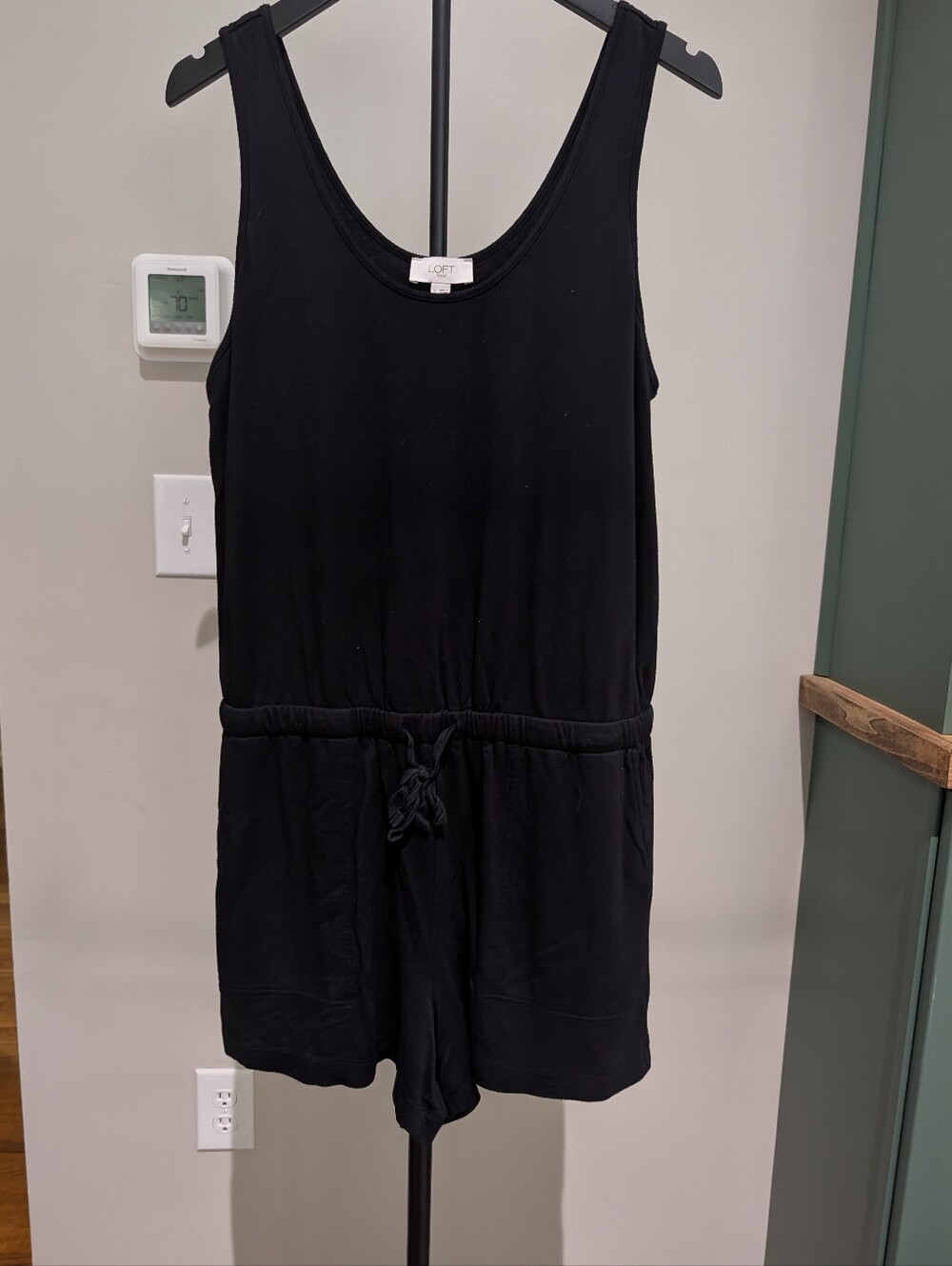 LOFT Black Drawstring Romper